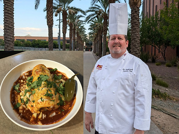 chef with chimichanga